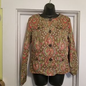 CHARTER CLUB Button Down  Fall Color Jacket Ladies Size M 98% Cotton 2% Spandex